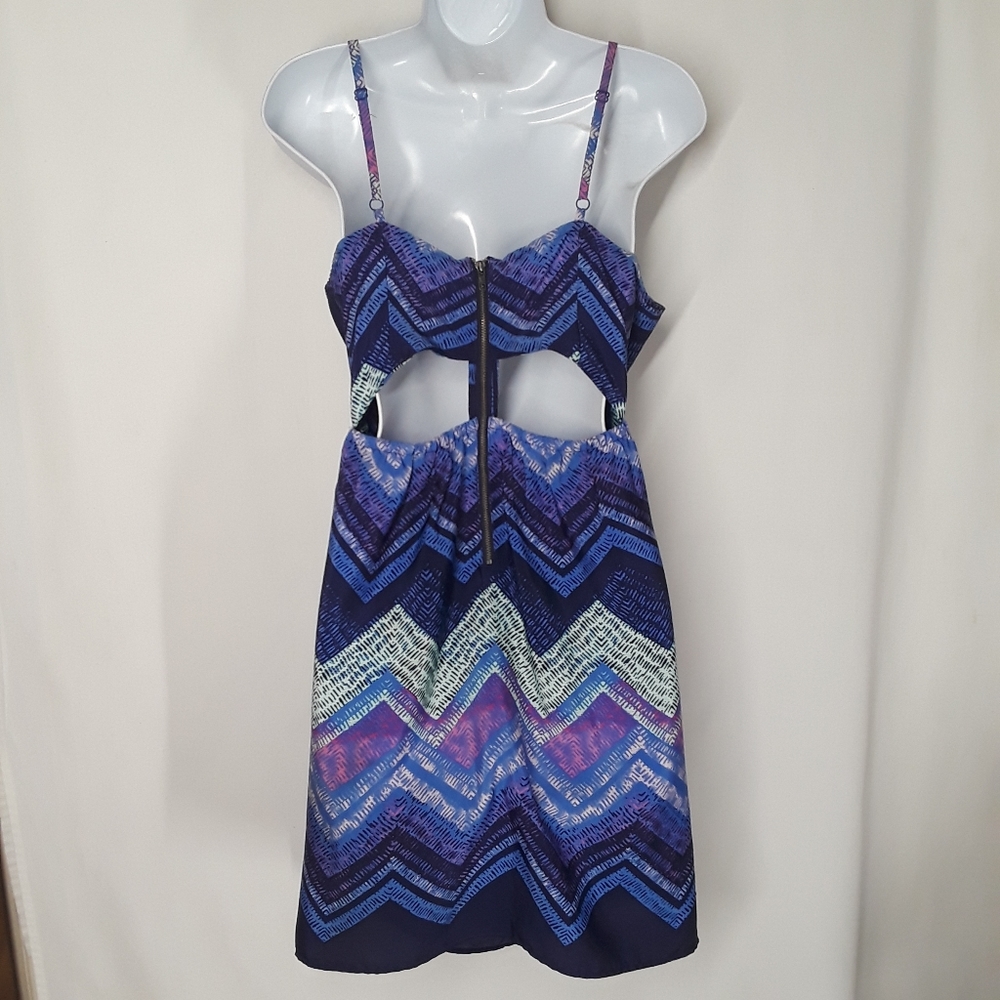 AEO AMERICAN EAGLE OUTFITTERS Blue Purple Chevron Print Sleeveless Dress 10 M - Picture 6 of 12